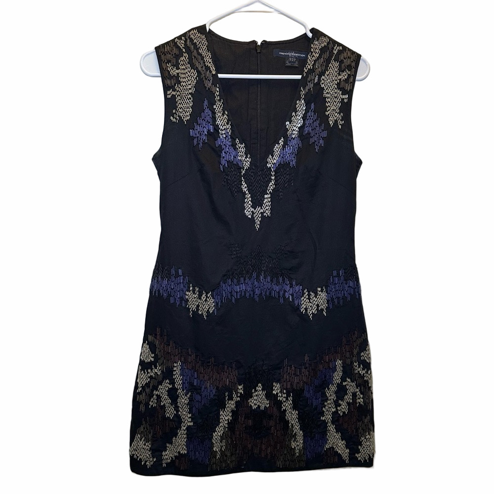 French Connection Black & Purple Multicolored Sequin Beaded Party Dress Size 4